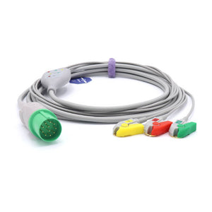 Compatible Nihon Kohden ECG 3 Lead wires IEC Pinch/Grabber 11pins European Standard Connector