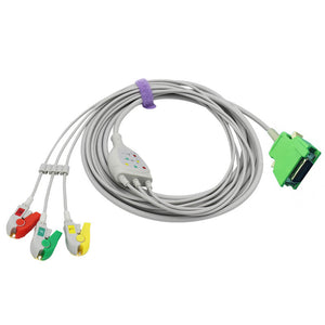 Compatible Nihon Kohden JC-103T ECG 3 Lead wires IEC Pinch/Grabber 14-pin European Standard Connector - sinokmed