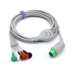 Compatible Draeger Siemens ECG 5 Lead wires AHA 10-pin Snap Connector