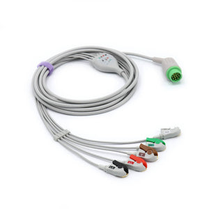 Compatible Mennen ECG Cable 5 Leadwires AHA Pinch/Grabber Connector