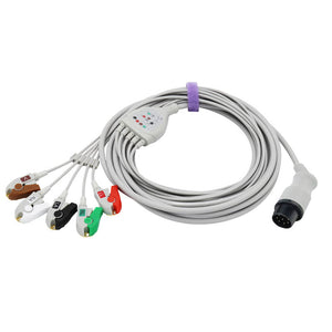 Compatible Nihon Kohden ECG 5 Lead wires AHA Pinch/Grabber 8 pin Connector - sinokmed
