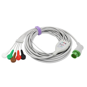 Compatible Biolight ECG Cable 5 Leadwires AHA 12 Pin Snap Connector - sinokmed