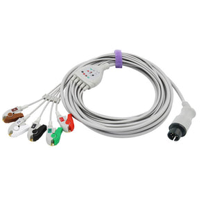 Compatible AAMI ECG Cable 5 Leadwires 6pins Straight Connector AHA Pinch/Grabber - sinokmed