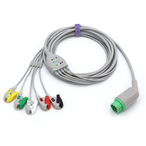 Compatible Draeger Siemens ECG 5 Lead wires IEC 10-pin Pinch/Grabber Connector