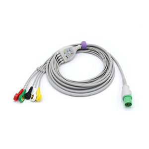 Compatible Hellige ECG Cable 5 Leadwires 303-442-99 IEC European Standard Snap Connector