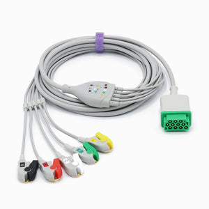 Compatible Marquette ECG Cable With 5 Leads IEC 11pins Pinch/Grabber Connector
