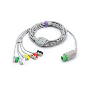 Compatible Mennen ECG Cable 5 Leadwires IEC Pinch/Grabber Connector