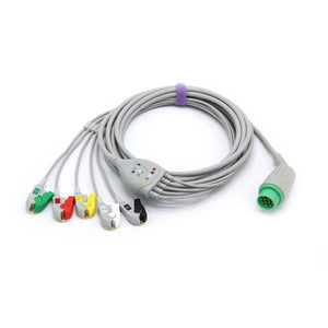 Compatible Schiller ECG Cable 5 Leads Standard IEC Pinch/Grabber Connector