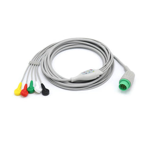Compatible Schiller ECG Cable 5 Leads Standard IEC Snap Connector