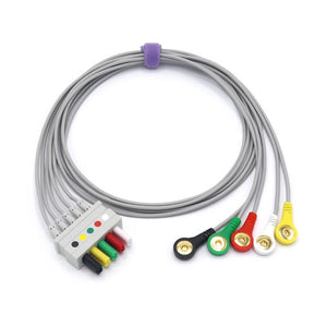 Compatible Mindray 0010-30-12268 ECG leadwires 5 Lead AHA Snap Connector