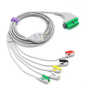 Compatible Fukuda Denshi ECG Cable DS-8000 Series Monitors 5 Leadwires IEC European Standard Pinch/Grabber Connector - sinokmed