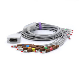 Compatible Burdick EKG Cable 012-0700-00 10 Leads Wires AHA Banana 4.0mm