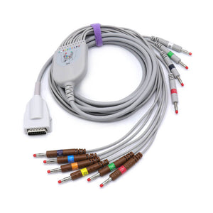 Compatible Burdick EKG Cable 7704 10 Leads Wires AHA Banana 4.0mm