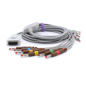 Compatible Burdick EKG Cable 7704 10 Leads Wires AHA Banana 4.0mm