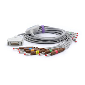 Compatible Fukuda Denshi EKG Cable 10 Leads Wires AHA Banana 4.0mm