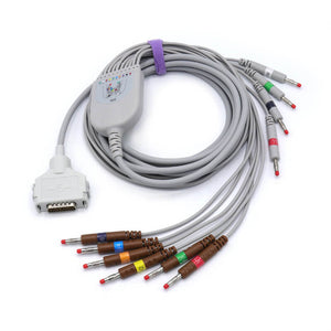 Compatible Fukuda Denshi EKG Cable 10 Leads Wires AHA Banana 4.0mm