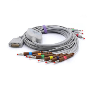 Compatible Nihon Kohden BA-902D EKG Cable 10 Leads Wires 15 Pins Connector AHA Banana 4.0mm