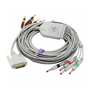 Compatible Nihon Kohden EKG Cable BA-902D 10 Leads Wires 15 Pins Connector AHA Banana 4.0mm - sinokmed