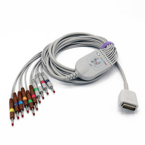 Compatible Nihon Kohden EKG Cable 45502-NK 10 Leads Wires 15 Pins Connector AHA Banana 4.0mm