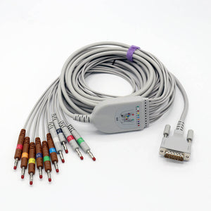 Compatible ECG/EKG Cable for Schiller AT3 AT6 CS6 AT5 AT10 AT60 10 Leads Wires 9.8 ft AHA Banana 4.0mm 15 Pins
