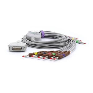 Compatible Fukuda Denshi EKG Cable 10 Leads Wires IEC Banana 4.0mm European Standard Connector