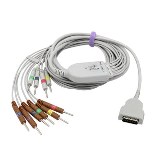 Compatible GE Marquette EKG Cable 10 Leads Wires IEC Needle 3.0mm European Standard Connector - sinokmed