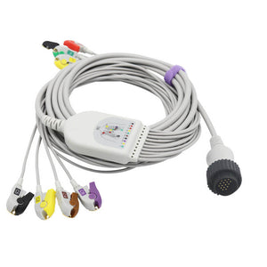Compatible Kenz EKG Cable 10 LeadWires 9.8 ft European Standard Pinch/Grabber Connector