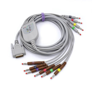 Compatible Nihon Kohden EKG Cable BJ-902D 10 Lead IEC Banana 4.0mm European Standard Connector