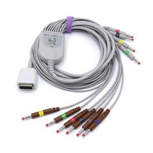 Compatible Nihon Kohden EKG Cable BD-615E 10 Lead IEC Banana 4.0mm European Standard Connector