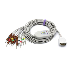 Compatible Nihon Kohden EKG Cable 10 LeadWires Needle 3.0mm IEC European Standard Connector