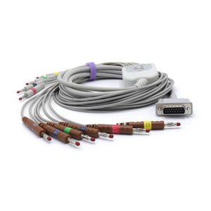 Compatible Philips M3703C EKG Cable 10 Leads Wires IEC Banana 4.0mm European Standard Connector
