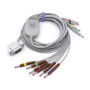 Compatible Hellige EKG Cable 10 Leadwires IEC European Standard Banana Connector