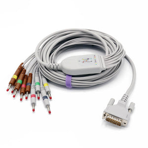 Compatible Schiller EKG Cable 10 Leads Wires IEC Banana 4.0mm European Standard Connector 15 Pins Long screw