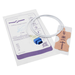Compatible GE Trusignal TS-PAW Disposable Oximax Spo2 Adhesive Sensor 9 Pins Pediatric Probe 12 Pack - sinokmed
