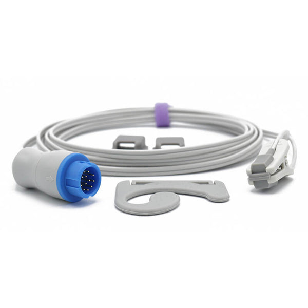 Compatible Mindray Spo2 Sensor Masimo Tech Ear Clip 9.8 ft 12 Pins Con ...