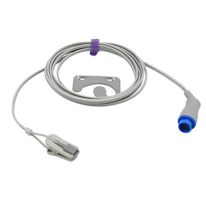 Compatible Nihon Kohden Spo2 Sensor Adult Ear Clip 9.8 ft 10 Pin Connector - sinokmed