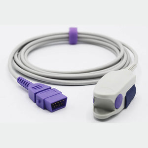 Compatible Armstrong Medical SpO2 Sensor Reusable Adult Clip 9.8 ft 9 Pins Connector - sinokmed